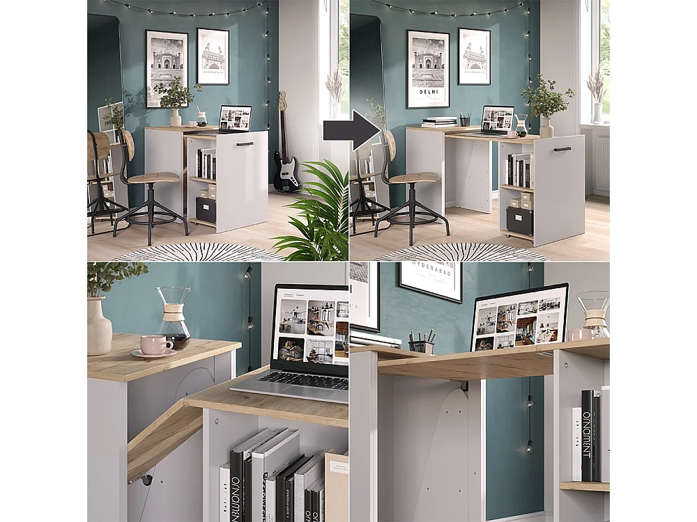 Scrivania greige/rovere artigianale 60x50.4x78 adam