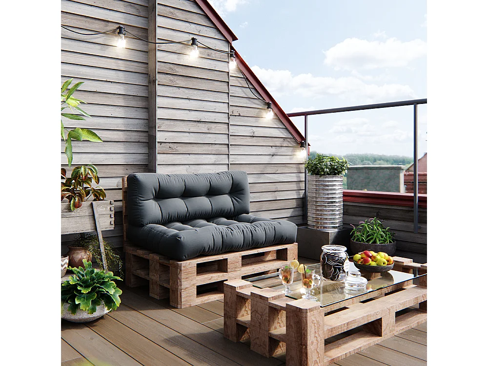 Palettenkissen Set anthrazit 120x15x80 flocken