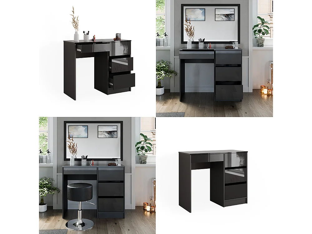 Bureau anthracite haute brillance 90x40x75 sherry