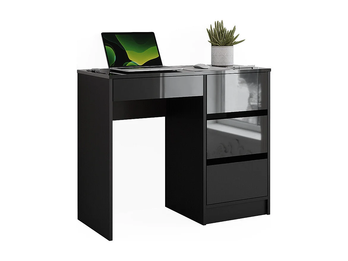 Biurko antracyt wysoki połysk 90x40x75 sherry