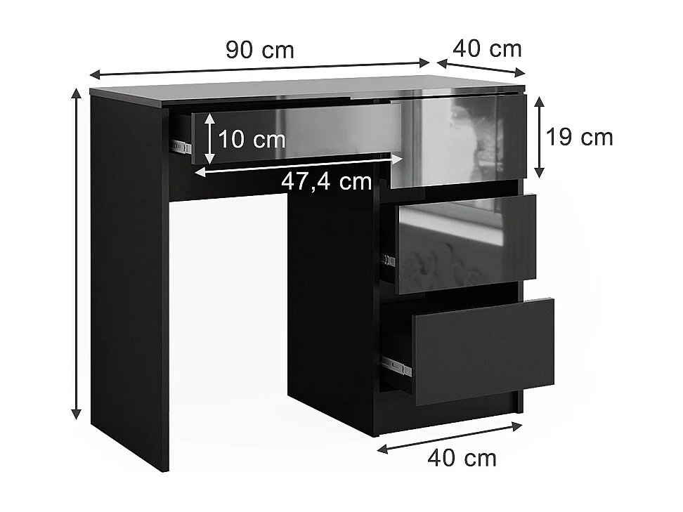 Bureau anthracite haute brillance 90x40x75 sherry