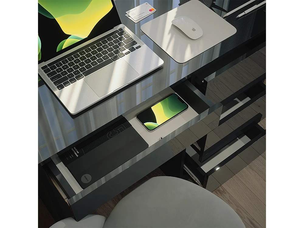 Bureau anthracite haute brillance 90x40x75 sherry