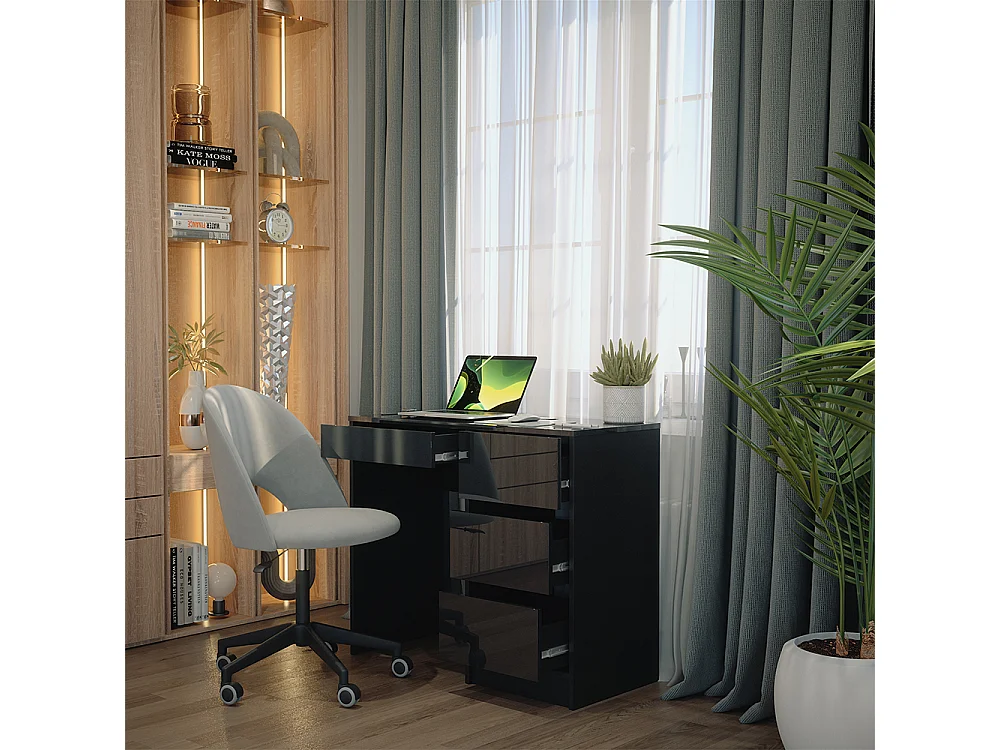 Bureau anthracite haute brillance 90x40x75 sherry