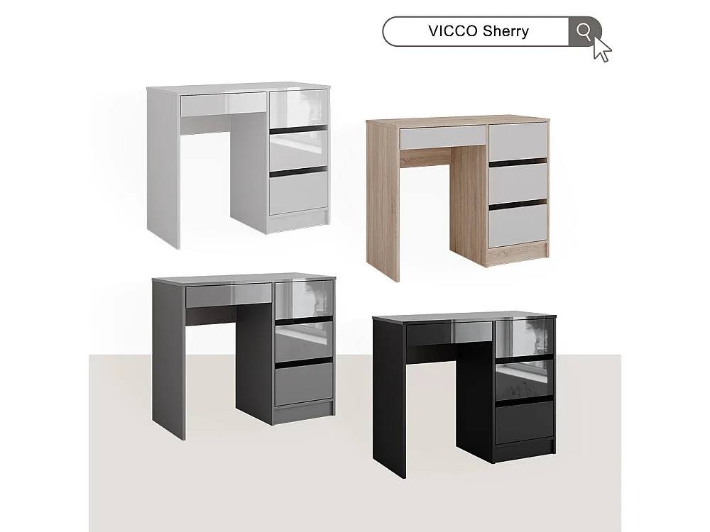 Bureau anthracite haute brillance 90x40x75 sherry