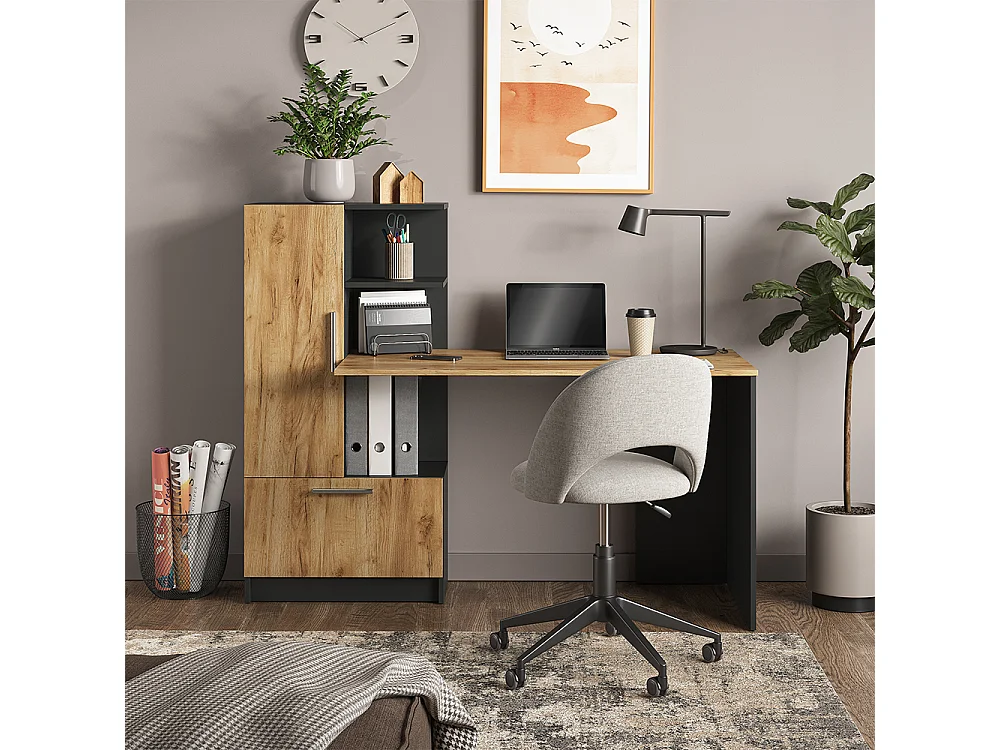 Biurko antracyt/złoty dąb 150x59x120 tomy