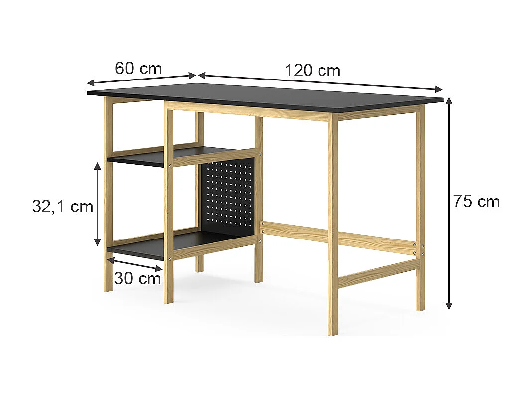 Biurko czarny 120x60x75 elvia