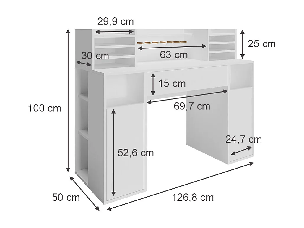Bureau blanc 126.8x50x100
