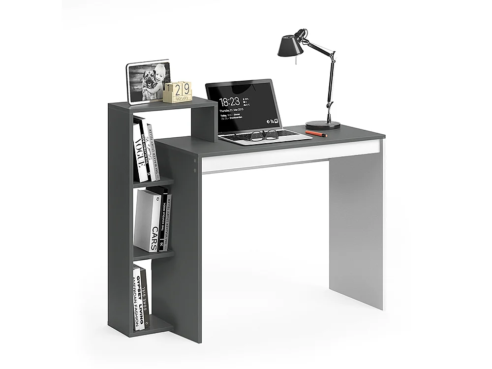 Bureau anthracite/blanc 110x40x91 leo