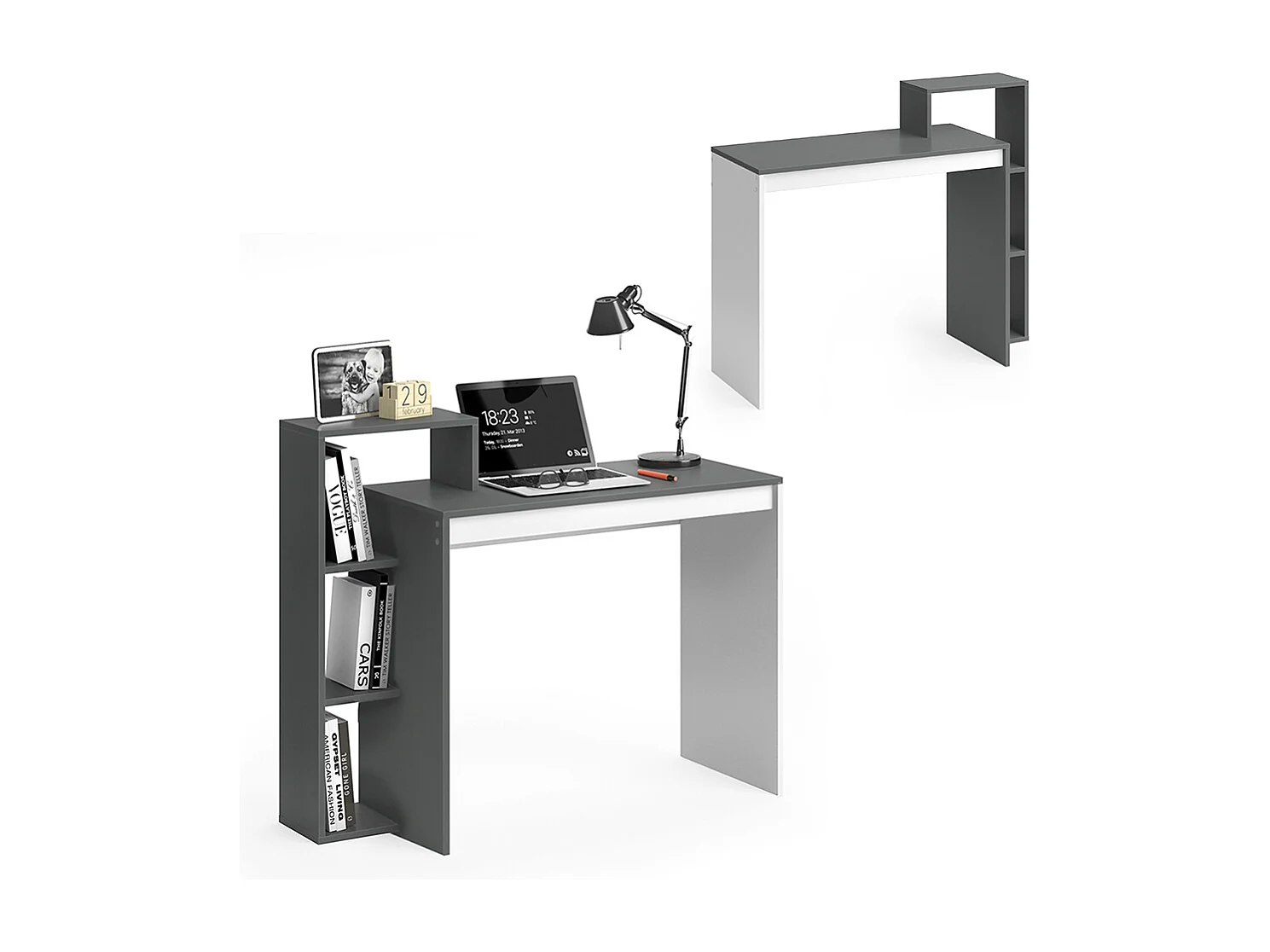 Bureau anthracite/blanc 110x40x91 leo