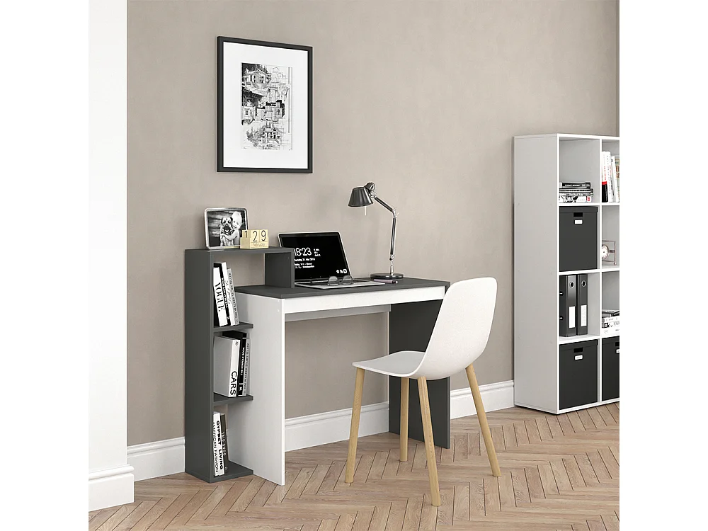 Bureau anthracite/blanc 110x40x91 leo