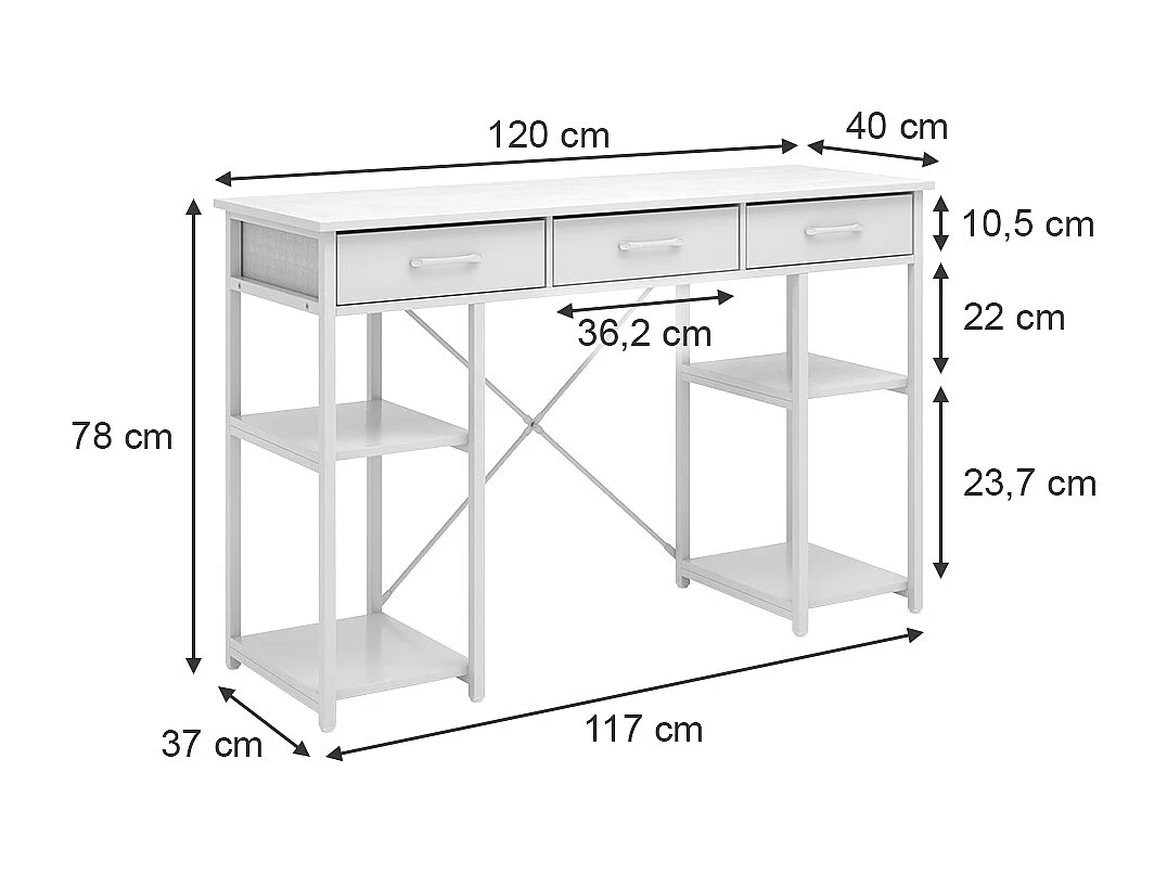 Bureau blanc 120x40x78 chino