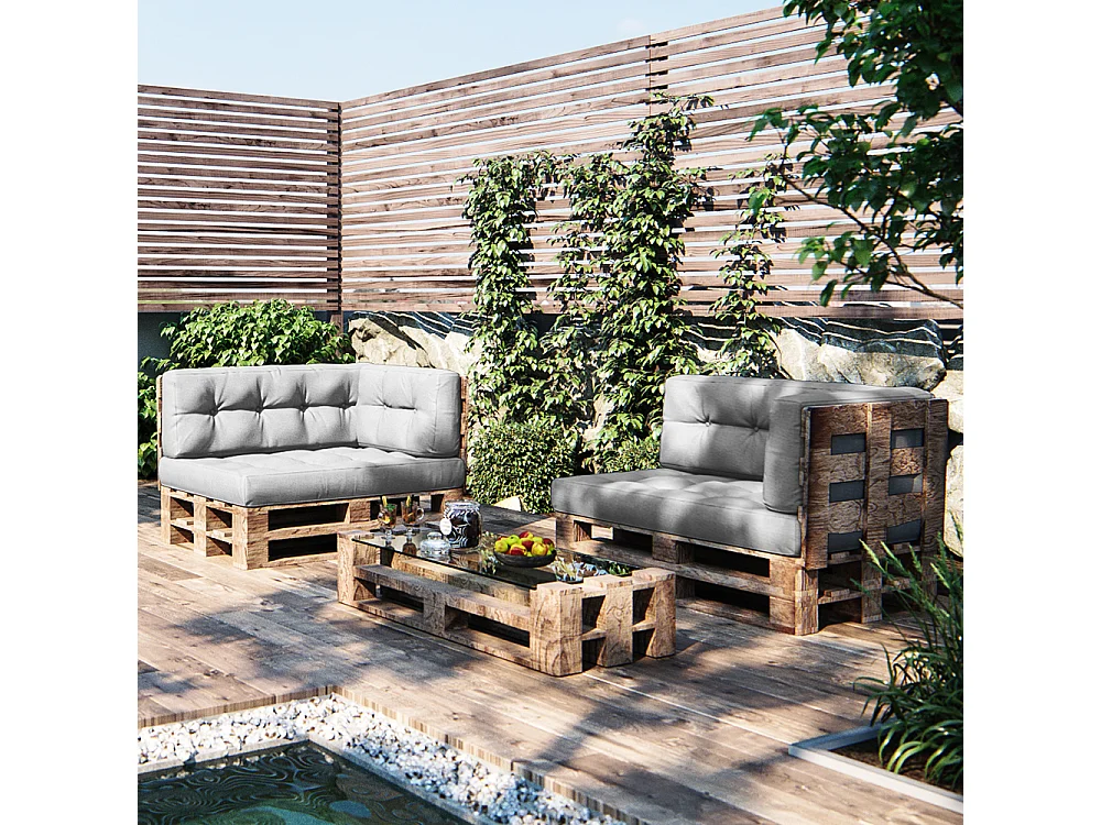 Ensemble de coussins de palette gris 120x80x15