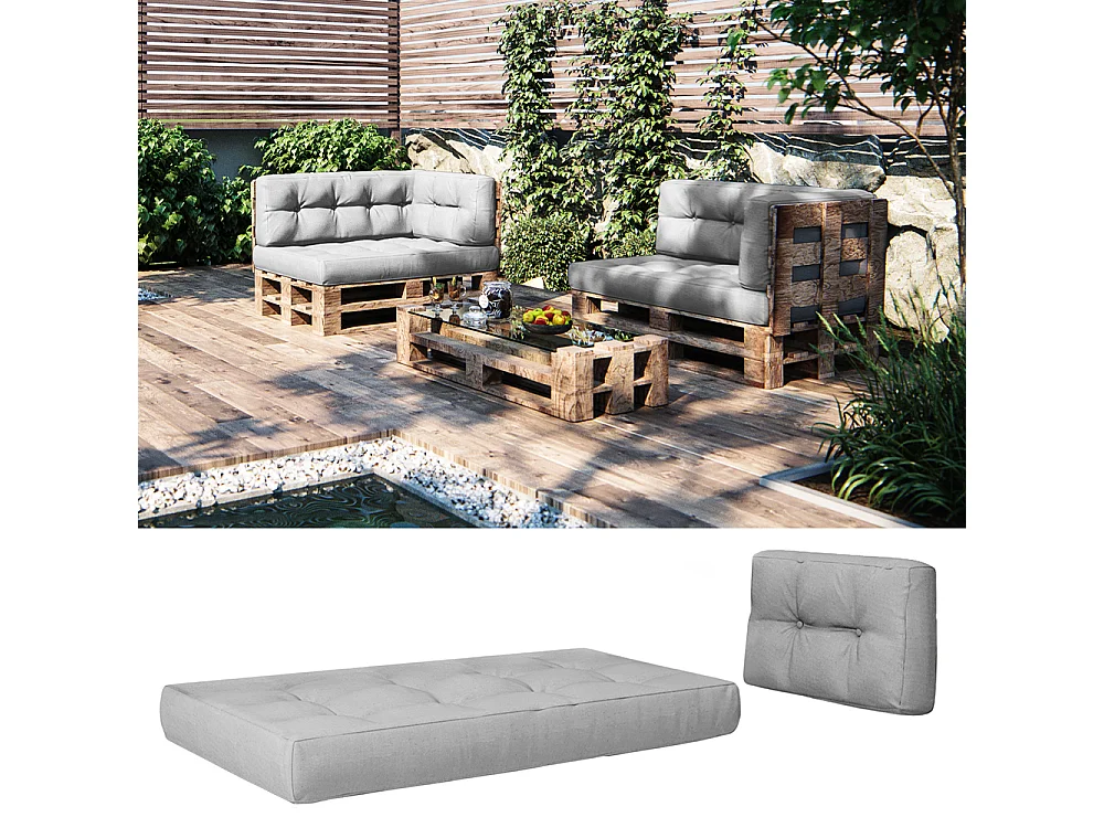 Ensemble de coussins de palette gris 120x80x15