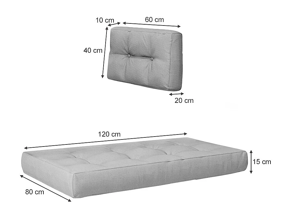 Ensemble de coussins de palette gris 120x80x15