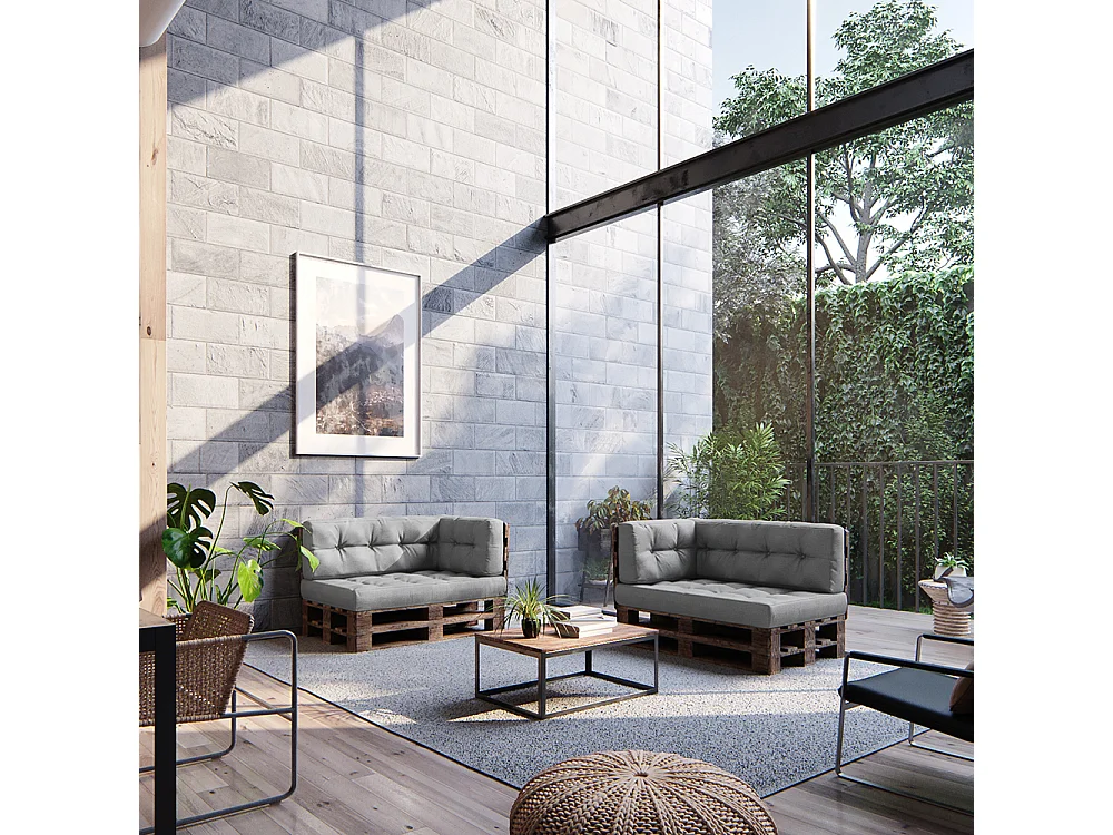 Ensemble de coussins de palette gris 120x80x15