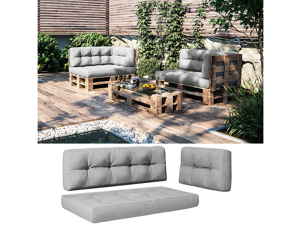 Ensemble de coussins de palette gris 120x15x80