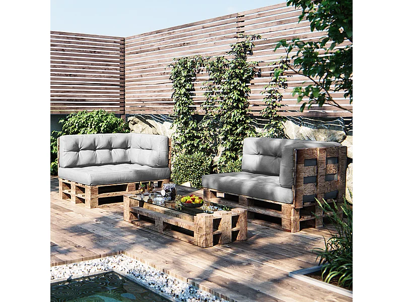 Set di cuscini per pallet grigio 120x80x15