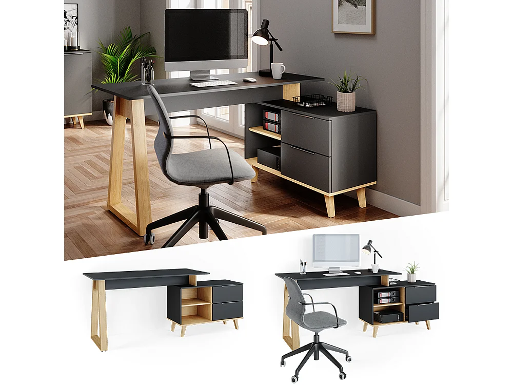 Schreibtisch anthrazit 138x60x77 nautica