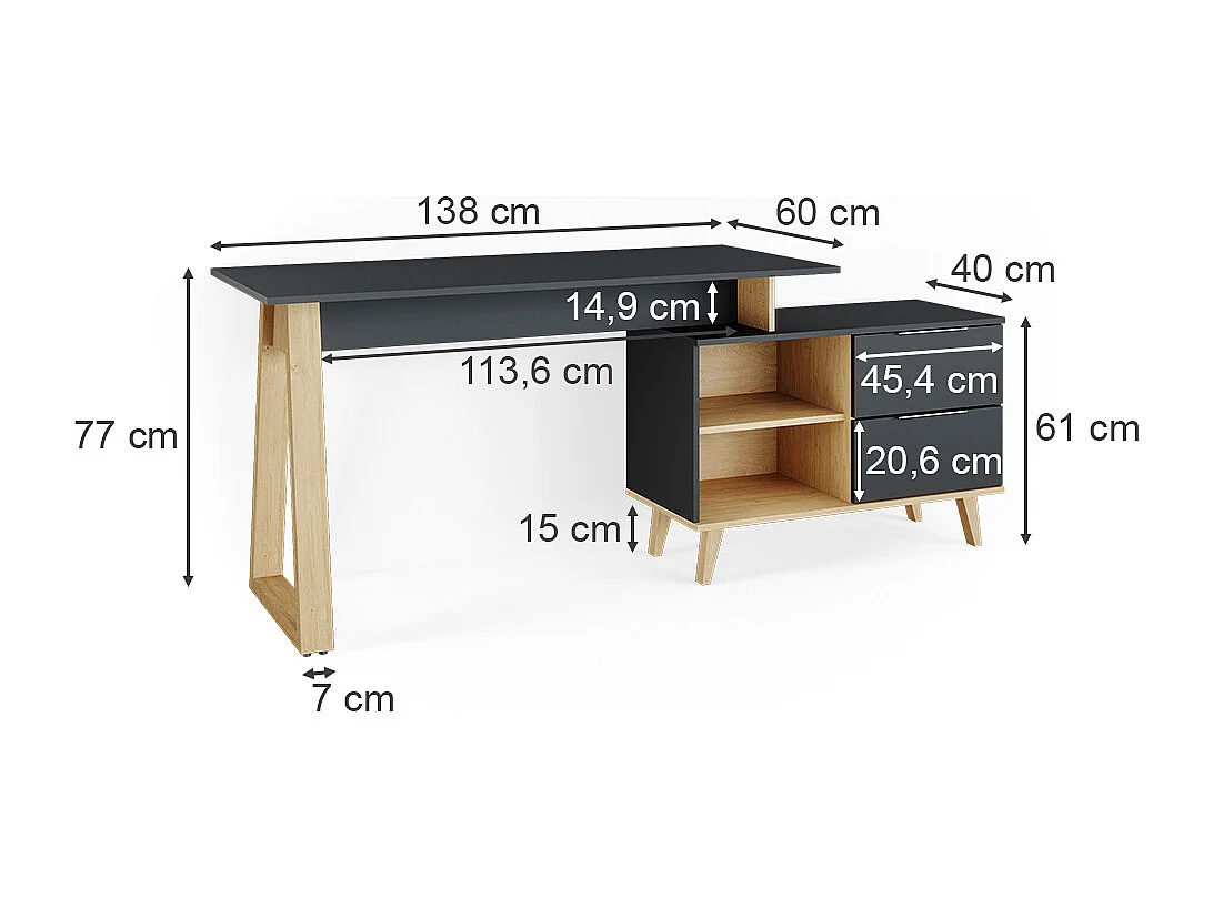 Schreibtisch anthrazit 138x60x77 nautica