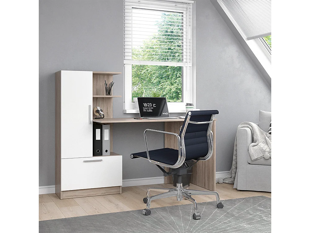 Bureau sonoma/blanc 150x59.3x120.1 tomy