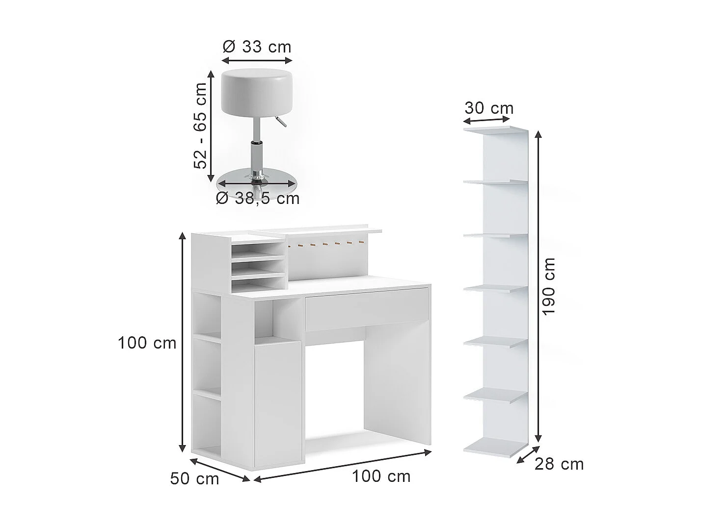 Scrivania bianco 100x50x100