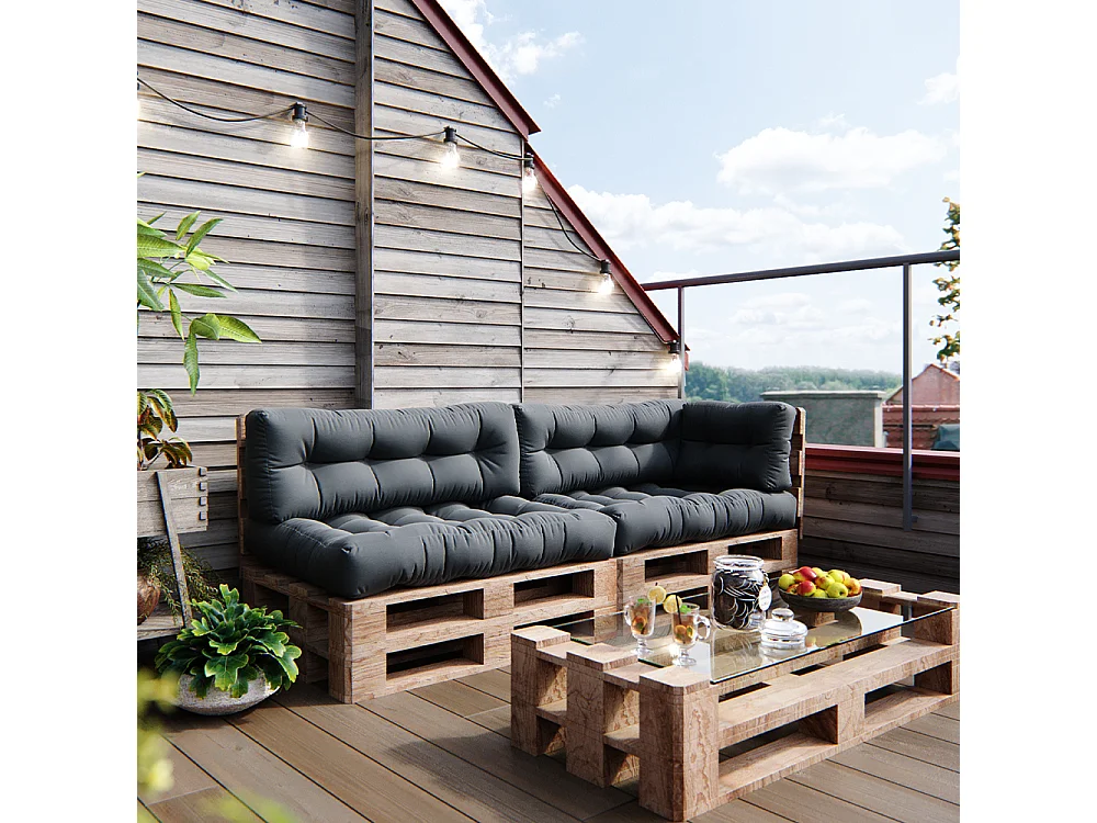Zestaw poduszek paletowych antracyt 120x80x15 flocken