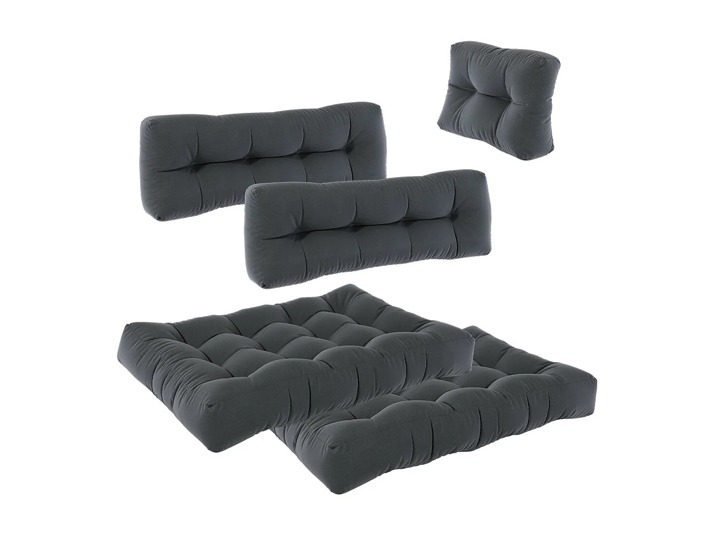 Zestaw poduszek paletowych antracyt 120x80x15 flocken