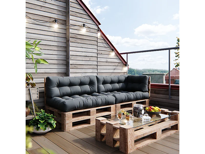 Zestaw poduszek paletowych antracyt 120x80x15 flocken