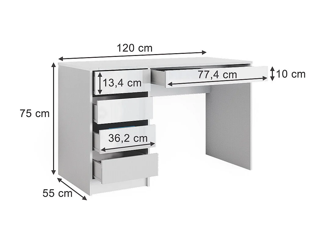 Bureau blanc 55x120x75 sherry