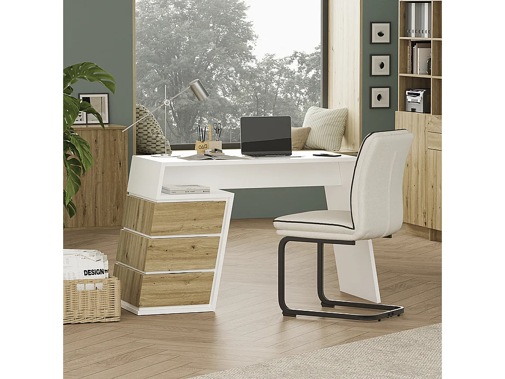 Scrivania bianco/quercia 105x50x75 okaro