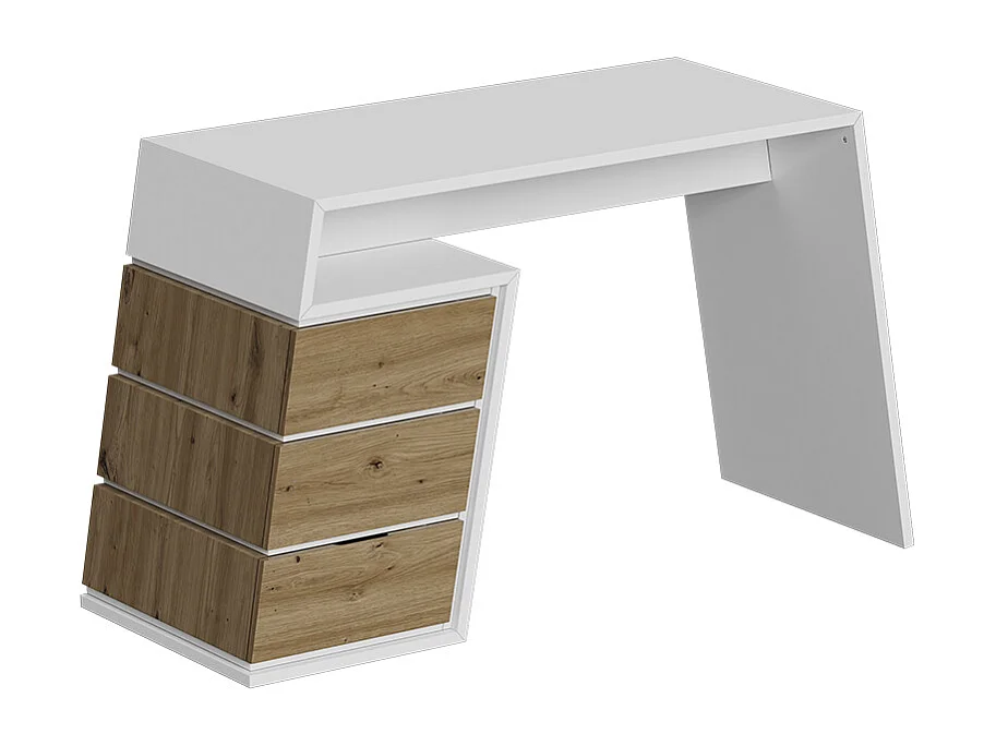 Bureau blanc/chêne 105x50x75 okaro