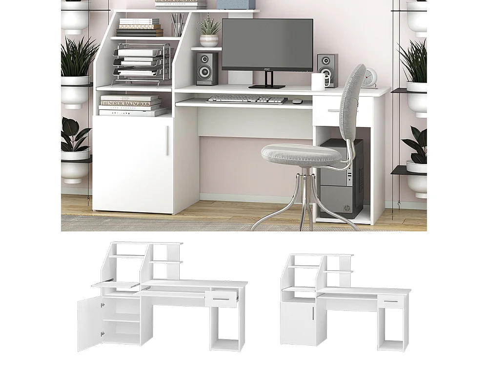 Bureau blanc 166x50.5x117 edwin