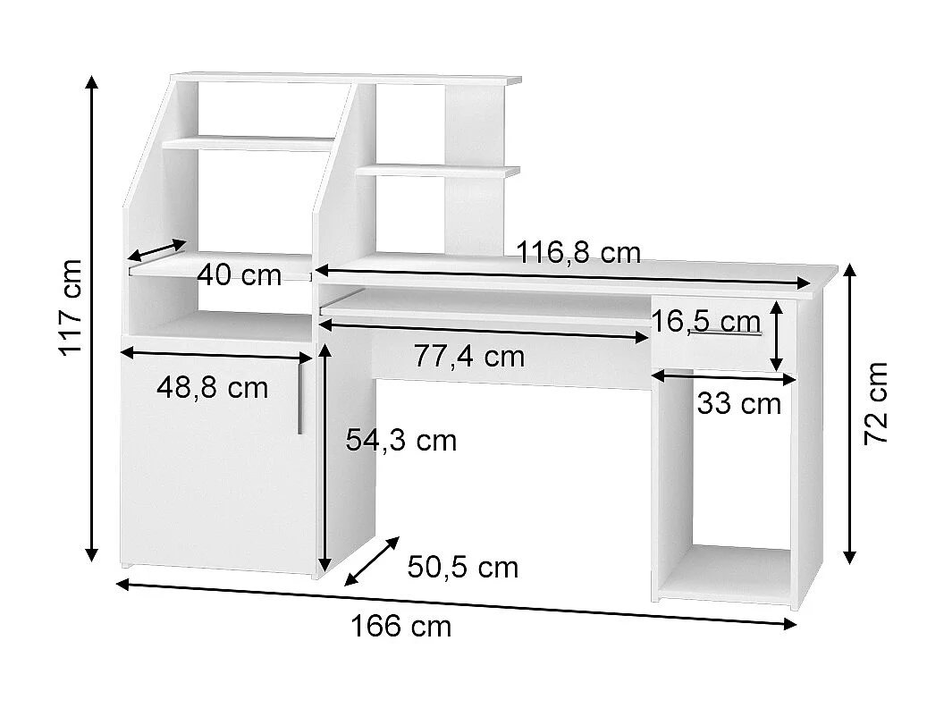Bureau blanc 166x50.5x117 edwin