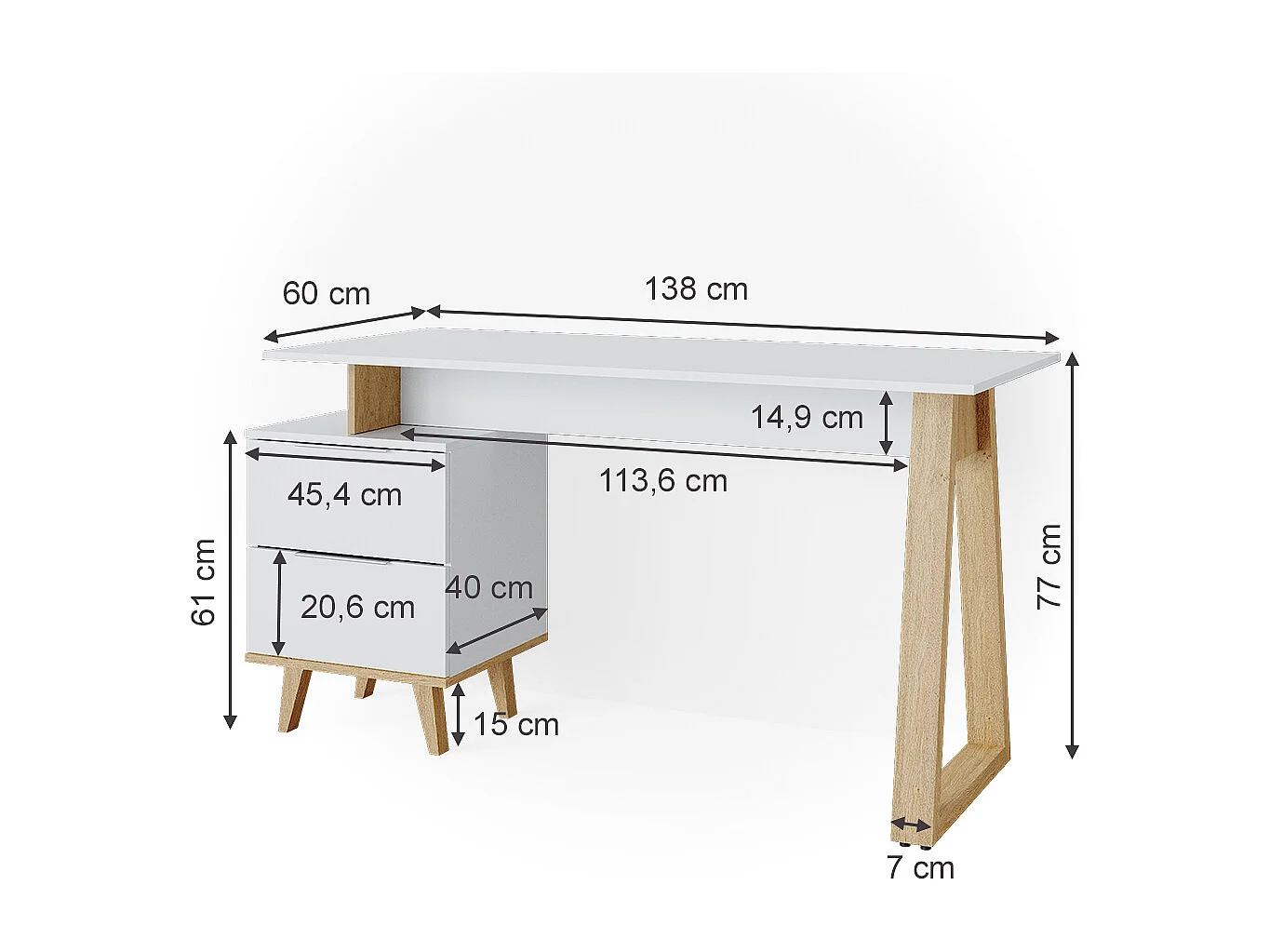 Bureau blanc 138x60x77 nautica