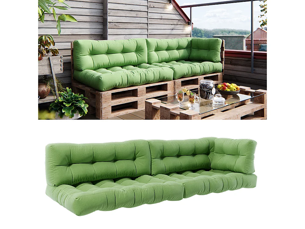Pallet cushion set green 120x80x15 flocken