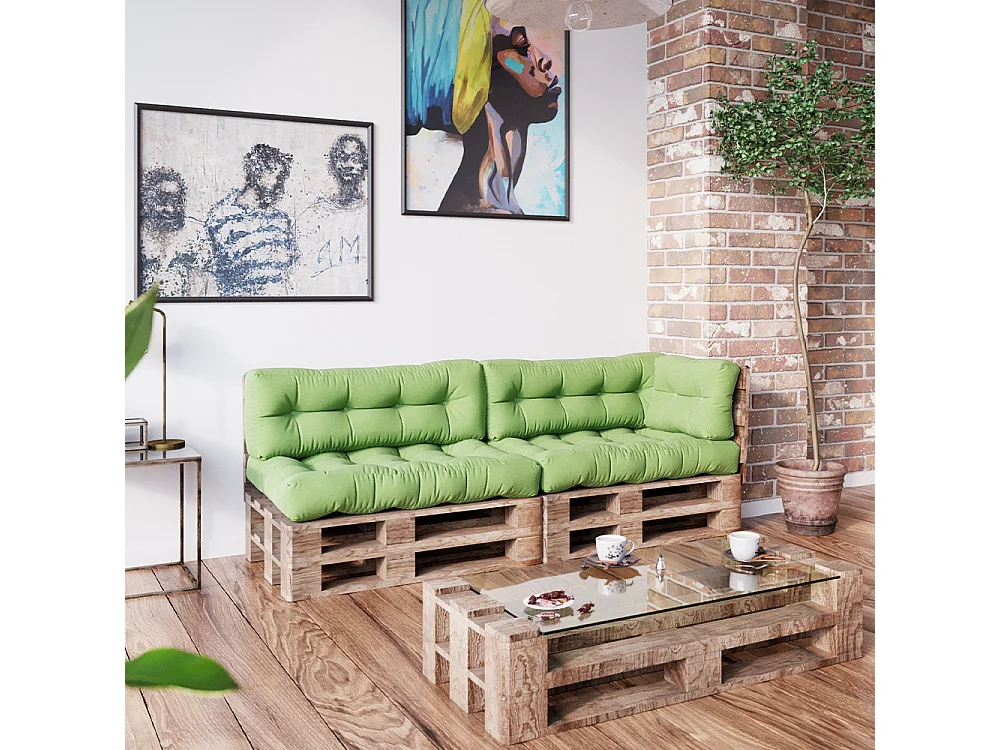 Pallet cushion set green 120x80x15 flocken