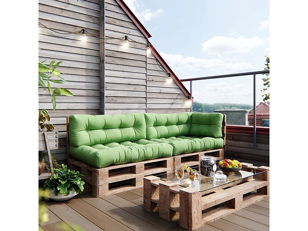Pallet cushion set green 120x80x15 flocken