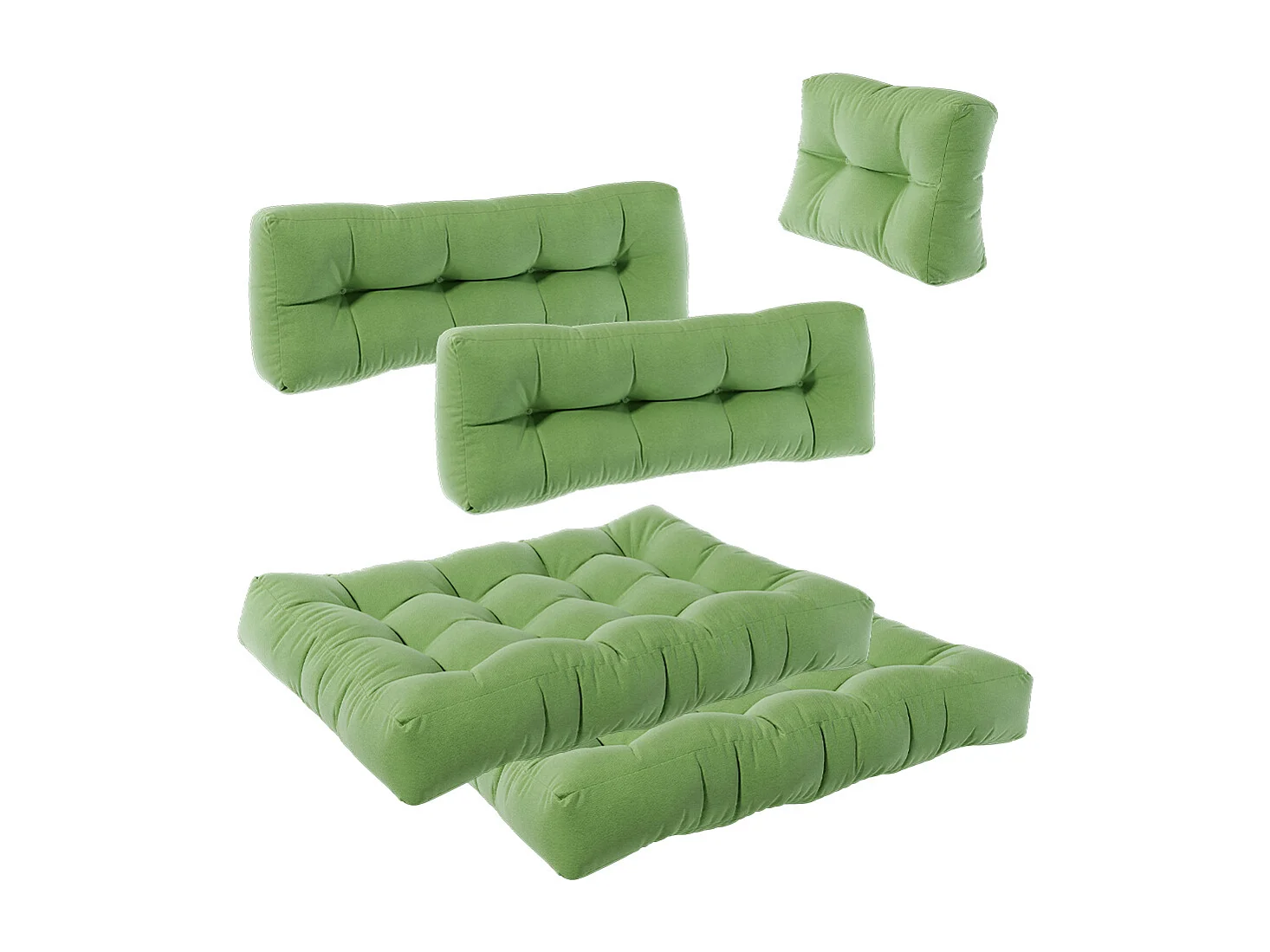 Pallet cushion set green 120x80x15 flocken