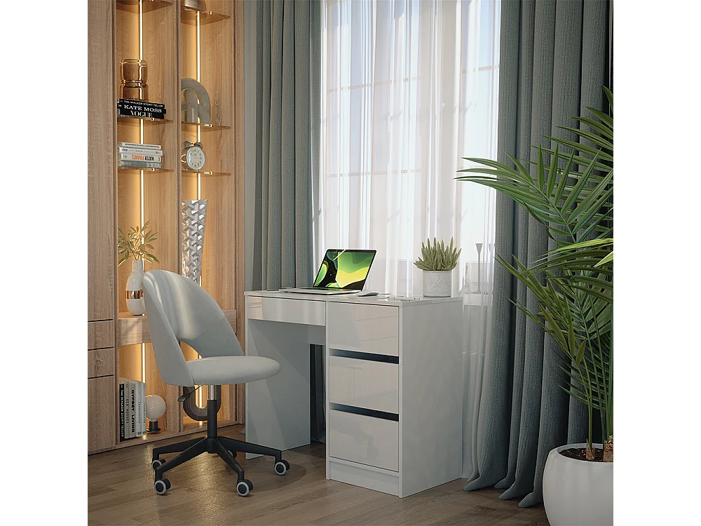 Bureau blanc haute brillance 90x40x75 sherry