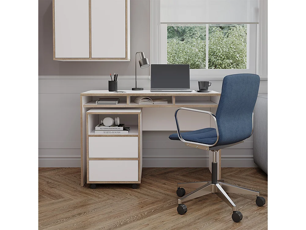 Scrivania con ripiani bianco 112x55x75 tetrix