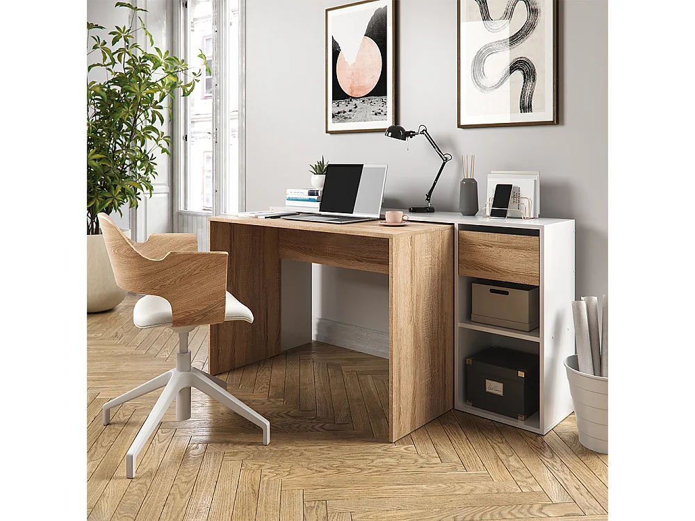 Scrivania bianco/sonoma 145x46.4x75.8 ben