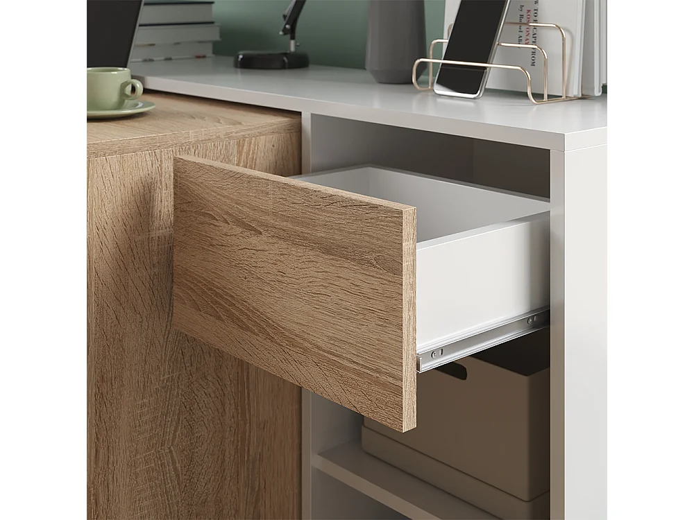 Bureau blanc/sonoma 145x46.4x75.8 ben