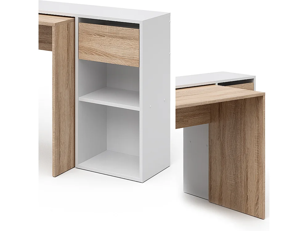 Bureau blanc/sonoma 145x46.4x75.8 ben