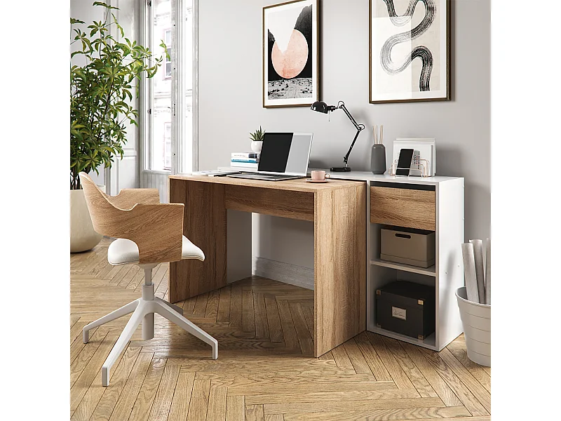 Schreibtisch weiß/sonoma 145x46.4x75.8 ben