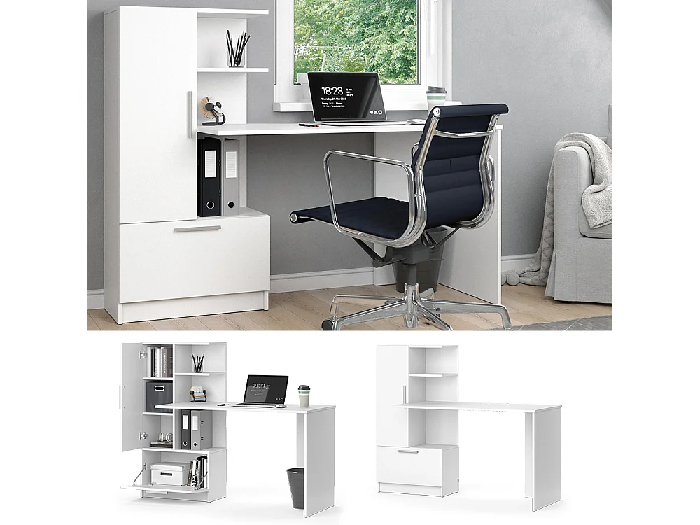 Scrivania con ripiani bianco 150x59.3x120.1 tomy