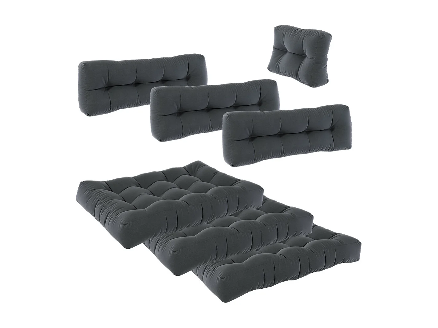 Palletkussen set antraciet 120x80x15 flocken