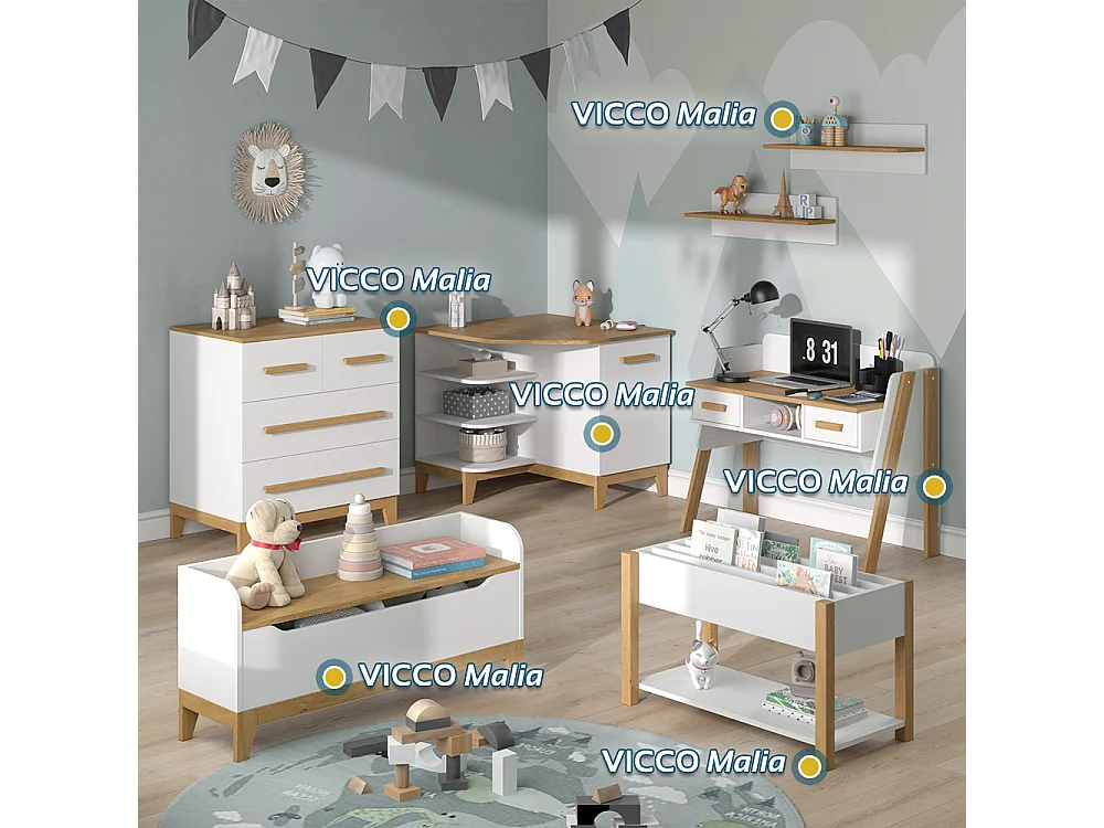 Bureau blanc 97x51x80 malia