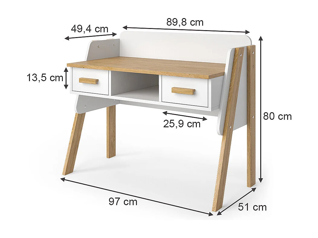 Bureau blanc 97x51x80 malia