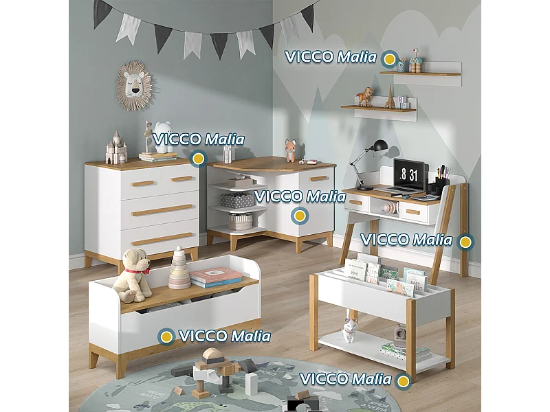 Bureau blanc 97x51x80 malia