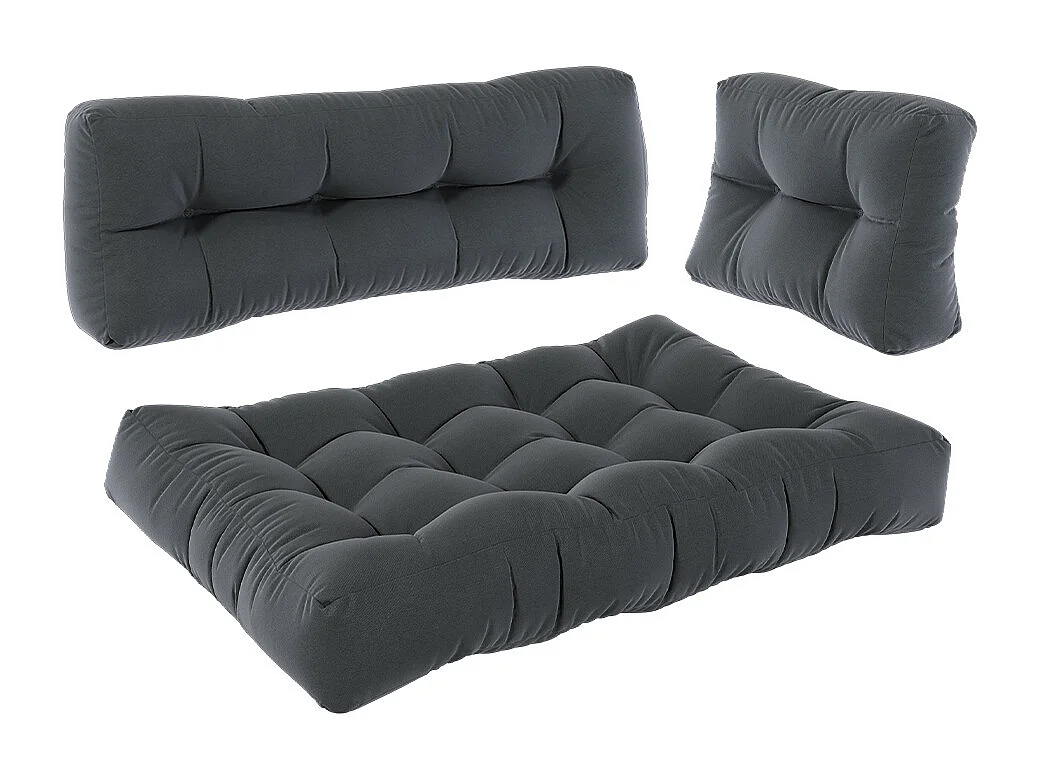 Palettenkissen Set anthrazit 120x15x80 flocken